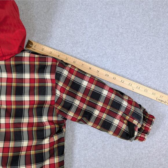 Obermeyer Kids Ski Jacket Size 3 Hooded Insulated Reflective Red Black Plaid - Picture 11 of 13